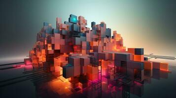 background voxel data flow ai generated photo