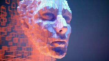 artificial voxel humano cabeza ai generado foto