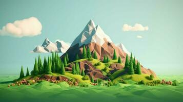 diseño voxel montaña paisaje ai generado foto