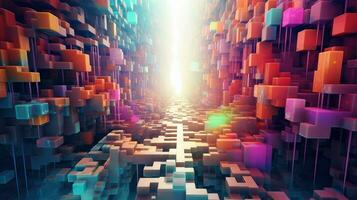 abstract voxel data flow ai generated photo