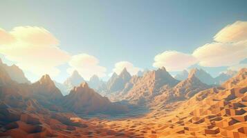 background voxel mountain landscape ai generated photo