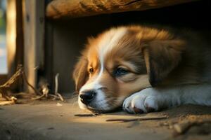 In its slumber, a precious puppy exudes utter adorability AI Generated photo