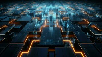 digital technology circuit lines ai generated photo