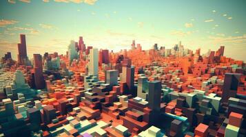 pixel voxel city landscape ai generated photo