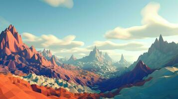 perspective voxel mountain landscape ai generated photo