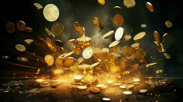 casino gold coin explosion ai generated photo