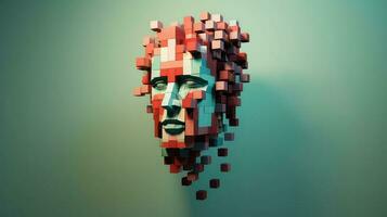 face voxel human head ai generated photo