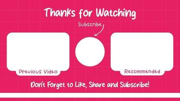 Youtube fim tela com Rosa fundo vídeo. Youtube vídeo modelos, fundos, outro cartões, fim telas, bandeiras, canais. social meios de comunicação Projeto. animação Youtube fim tela. video