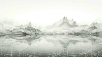 3d wireframe landscape topographic ai generated photo