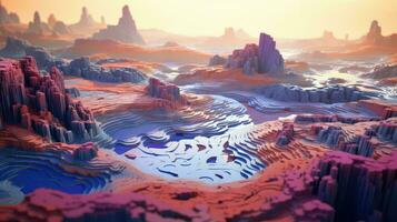 cube voxel surface landscape ai generated photo