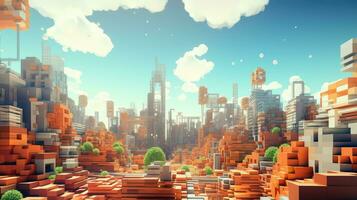 design voxel city landscape ai generated photo