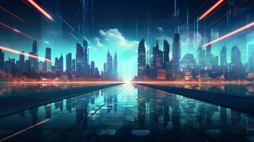 digital futuristic night city ai generated photo