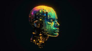 artificial voxel human head ai generated photo