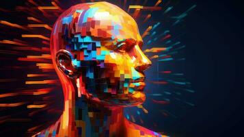 abstract voxel human head ai generated photo