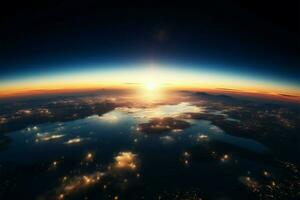 Blurred background showcasing Earths view from space AI Generated photo