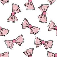 Doodle-style seamless pattern of bow. Festive concept. Hand drawn vector color outline sketch.