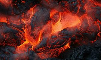 AI Generative. Close-up of cooled lava textures from a volcano. Created with AI photo