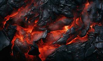 AI Generative. Close-up of cooled lava textures from a volcano. Created with AI photo