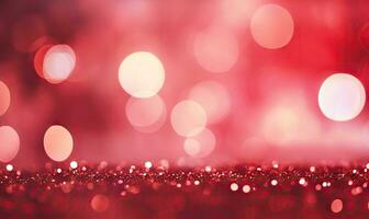 Glistening red glitter background evoking festive holiday vibes. Created with AI photo