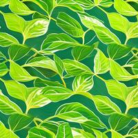 Background of green plantain leaves. Background texture pattern. The image was created using generative AI. photo