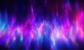 Neon futuristic flashes on black background. Motion light lines backdrop. For banner, postcard, book illustration. Created with generative AI tools photo