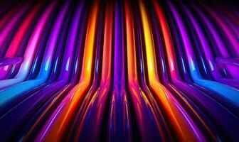 Neon futuristic flashes on black background. Motion light lines backdrop. For banner, postcard, book illustration. Created with generative AI tools photo