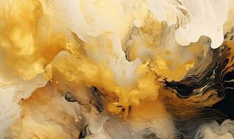 Texture of watercolor paint. Spreading golden paint out wallpaper. For banner, postcard, book illustration. Created with generative AI tools photo