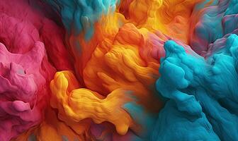 Multi colored watercolor pattern. Texture of spreading out paint. For banner, postcard, book illustration. Created with generative AI tools photo