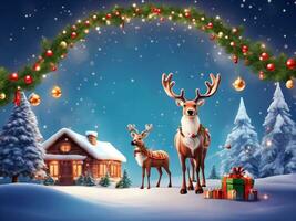 Navidad tarjeta modelo con Papa Noel claus y Navidad árbol antecedentes foto