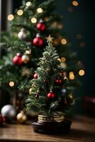 miniature Christmas tree AI Generative photo