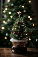 miniature Christmas tree AI Generative photo