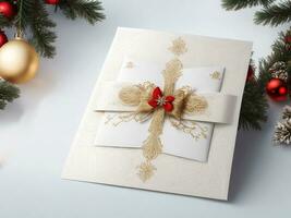 ver de hermosamente decorado Navidad invitación tarjeta antecedentes foto