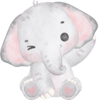 mignonne bébé éléphant, kawaii garderie animal aquarelle png