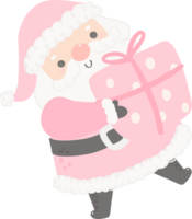 mignonne rose Père Noël claus avec cadeau boîte png