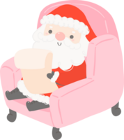 Cute Santa Claus with cozy sofa png