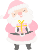 linda rosado Papa Noel claus con regalo caja png