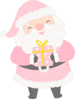 söt rosa santa claus med gåva låda png