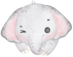 mignonne bébé éléphant, kawaii garderie animal aquarelle png