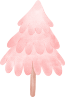 rosa Natale albero acquerello cartone animato illustrazione png