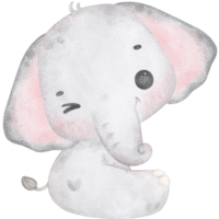 schattig baby olifant, kawaii kinderkamer dier waterverf png