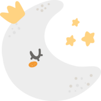 Cute crescent moon, kawaii nusery sky png