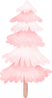 rosa Natale albero acquerello cartone animato illustrazione png