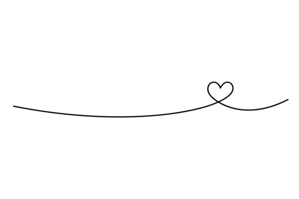 Continuous line drawing. Heart with black line. Editable stroke