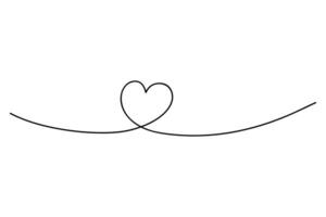 Continuous line drawing. Heart with black line. Editable stroke vector