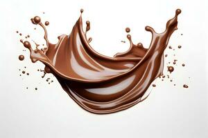 Photo chocolate splash on white background with clipping path generative ai