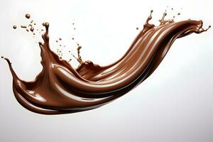 Photo liquid chocolate splash on white background generative ai