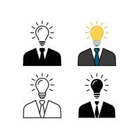 A businessman or worker is thinking and looking for creative idea, fresh idea, and briliant solution. Business idea solution simple icon. Vector illustration. Design on white background. EPS 10