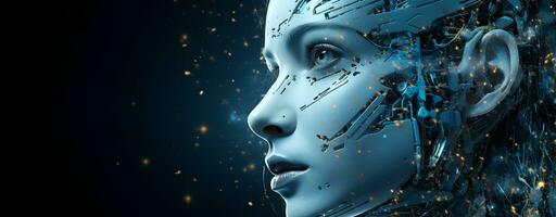 Photo Futuristic female cyborg generative ai