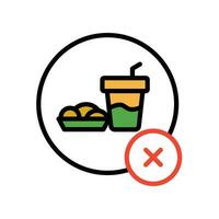 Dont eat and drink in muslim fasting month. Avoid eating or drinking in public during daylight in Ramadan Kareem. No food and drink, ramadan icon.Vector illustration. Design on white background. EPS10 vector