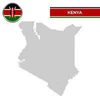 Dotted map of Kenya with circular flag vector